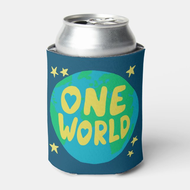 ONE WORLD Unity World Peace Earth Can Cooler (Can Front)