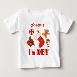 One Year 1st Birthday Christmas Elements V06 Baby T-Shirt
