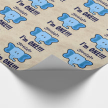 One Year 1st Birthday Cute Elephant Face A02