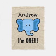 One Year 1st Birthday Cute Elephant Face A18