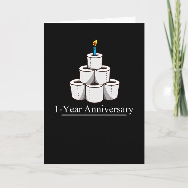 One Year Anniversary Toilet Paper With Candle Card (Front)