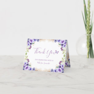 One Year Fluttered Butterfly Folded Thank You Card