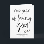 One Year Loving You Anniversary Gift Wife Husband Card<br><div class="desc">Make your anniversary unforgettable with this cute card full of love. Order now to share the fun and love with someone special!</div>
