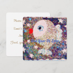 One Year of Love Whimsical Fish 1st Birthday Invitation