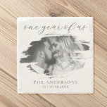 One Year of Us First Wedding Anniversary Stone Coaster<br><div class="desc">Create your own custom photo first wedding anniversary gift. Simple to personalize by adding one of you favourite pictures in a brush stroke shape and your own text.</div>