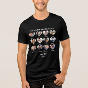 One Year of Walking in Love 12 Heart Photo Collage Tri-Blend Shirt
