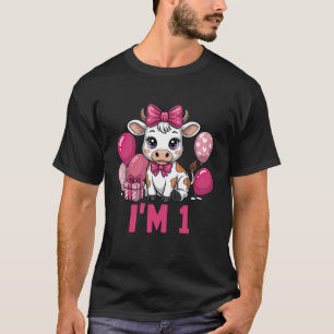 One Year Old Cow Birthday Farm Theme for Kids T-Shirt