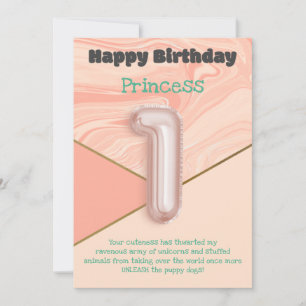 One year old girls Happy Birthday card