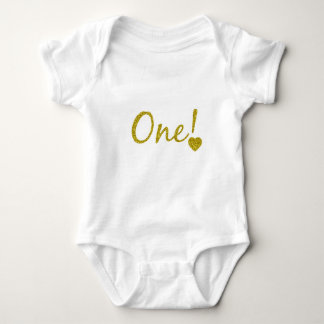 One Year Old Gold Glitter Baby Jersey Bodysuit