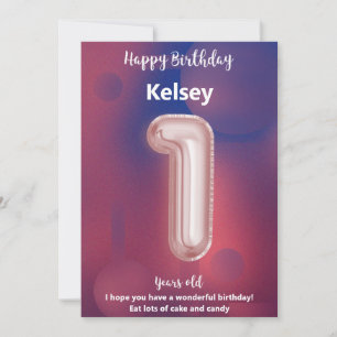 One year old Happy Birthday card