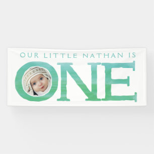 One Year Old Photo 1st Birthday Party Banner