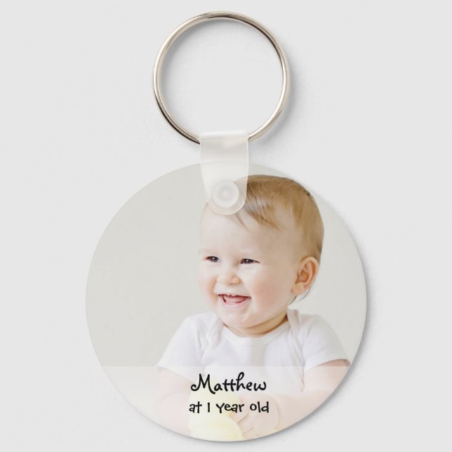 One year old photo memory first birthday souvenir keychain (Front)
