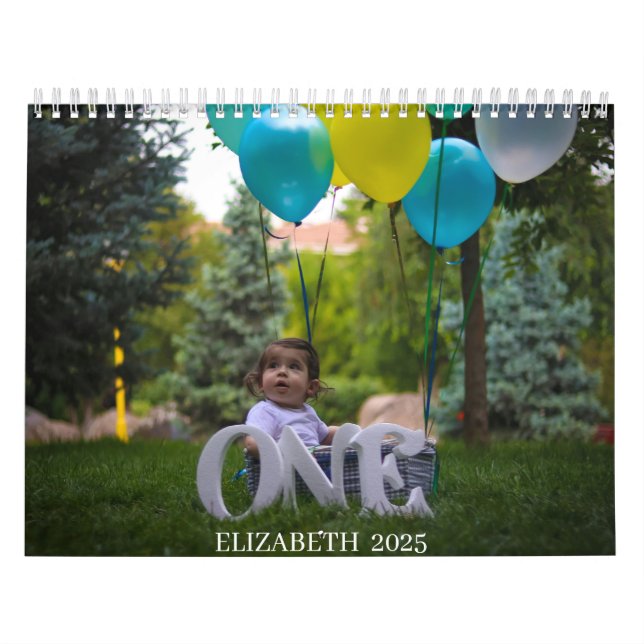 ONE YEAR OLD "YOUR BABY NAME" 12-Month  Calendar (Cover)