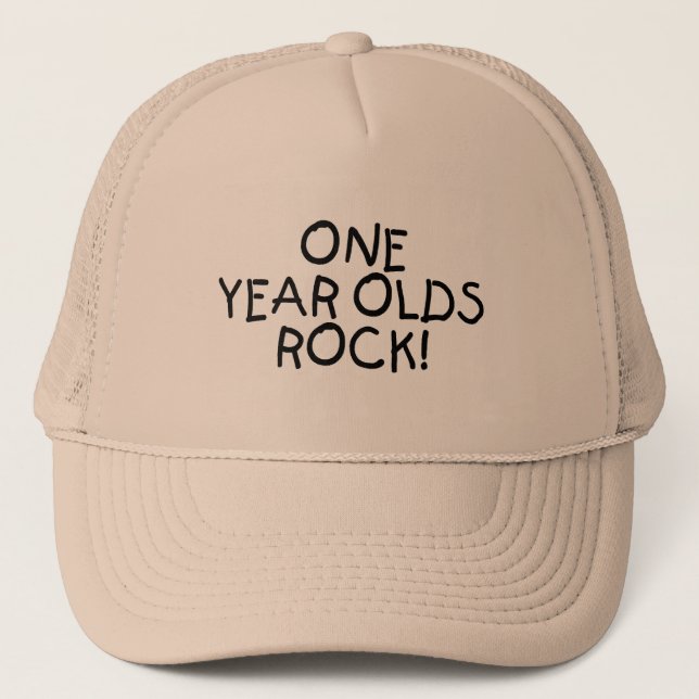 One Year Olds Rock (Black) Trucker Hat (Front)