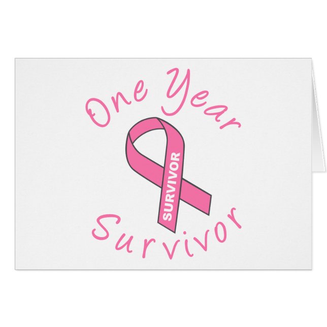 One Year Survivor (Circle Pink Ribbon) (Front Horizontal)