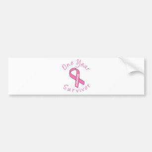 One Year Survivor (Circle Pink Ribbon) Bumper Sticker