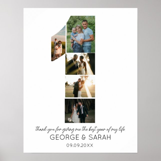 One Year Together Wedding Anniversary 5 Photo Poster (Front)