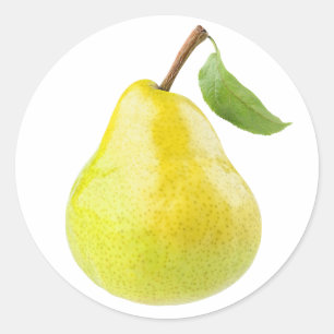One yellow green pear classic round sticker