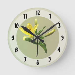One Yellow Lily Round Clock