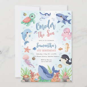 Oneder The Sea 1st Birthday Invitation