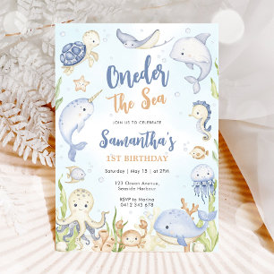 Oneder The Sea 1st Birthday Invitation