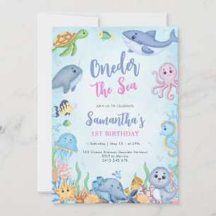 Oneder The Sea 1st Birthday Invitation