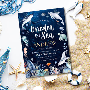 Oneder the Sea 1st Birthday Party Ocean Animals Invitation