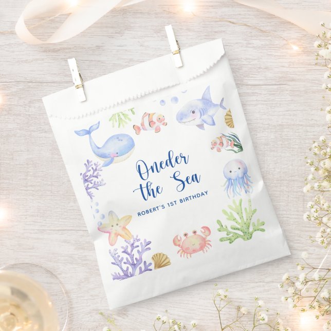 Oneder The Sea 1st Birthday Under The Sea Favour Bag (Clipped)