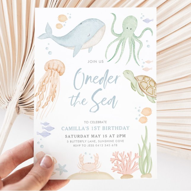 Oneder The Sea 1st Birthday Under The Sea Invitation (Oneder the Sea - 1st Birthday Invitation)