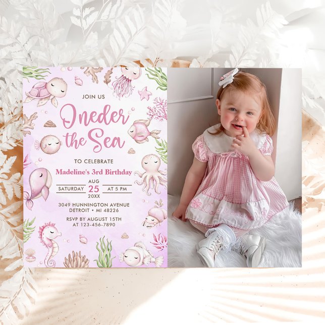 Oneder The Sea 1st Birthday Under The Sea Photo Invitation (Creator Uploaded)