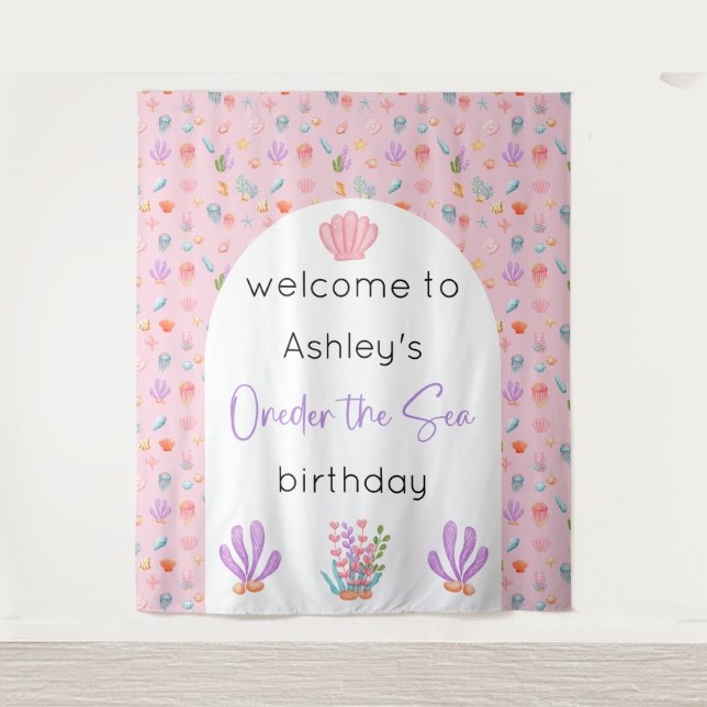 Oneder The Sea Birthday Backdrop Tapestry (Front)