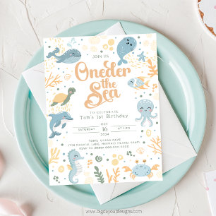 Oneder the Sea Birthday Invitation. Ocean Birthday Invitation