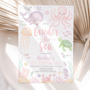 Oneder the Sea Birthday Invitation, Under the Sea  Invitation