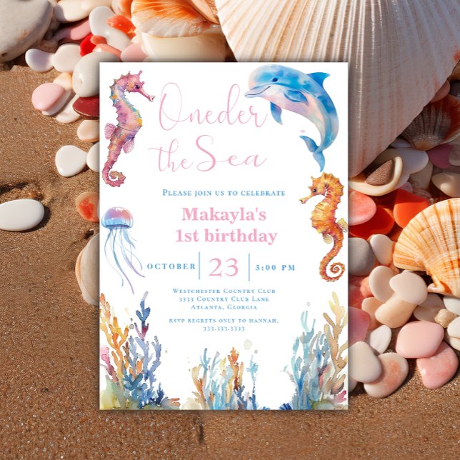 Oneder the Sea Birthday Under Ocean Animals Invitation (Creator Uploaded)