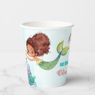 Oneder the Sea Brown Mermaid Girls 1st Birthday Paper Cups