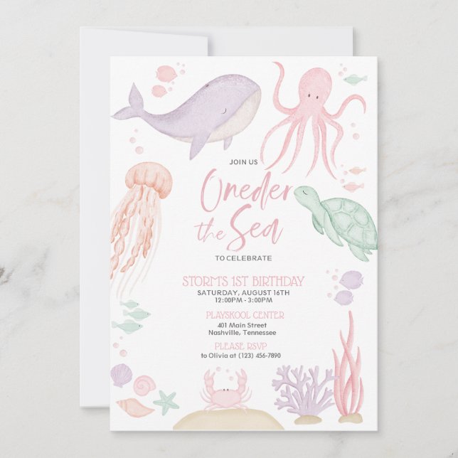 Oneder the Sea First Birthday Party Invitation (Front)