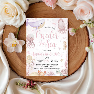 Oneder the Sea Girl 1st Birthday Invite