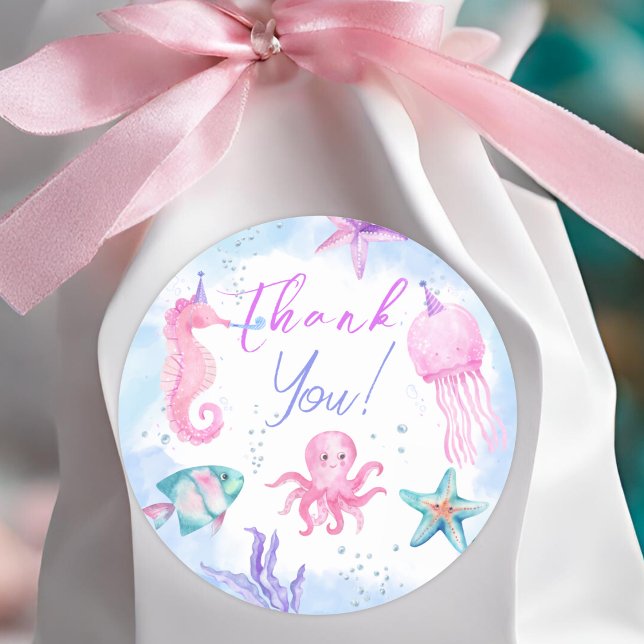 ONEder The Sea | Mermaid 1st birthday Cute Ocean Classic Round Sticker (Creator Uploaded)