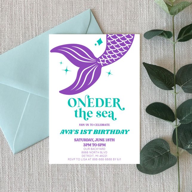 ONEder The Sea Mermaid 1st First Birthday Party Invitation (Creator Uploaded)