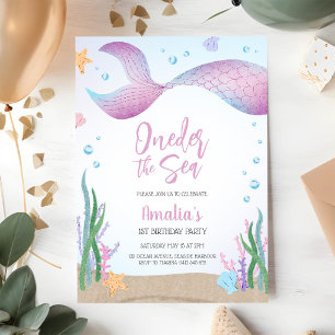 Oneder the Sea Mermaid Ocean Theme Girl Birthday Invitation