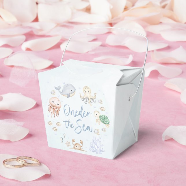 Oneder The Sea Ocean Animals 1st Birthday Favor Box (Wedding)