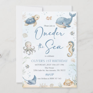 Oneder The Sea Ocean Animals Invitation