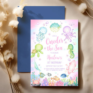 Oneder the Sea Ocean Theme Kids 1st Birthday Invitation