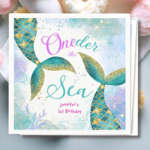 Oneder The Sea! Purple Teal Girls 1st Birthday