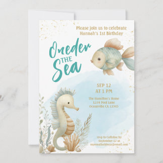 Oneder The Sea Summer Beach First Birthday Invitation