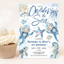 ONEder The Sea Twin Boy 1st Birthday Cute Ocean 