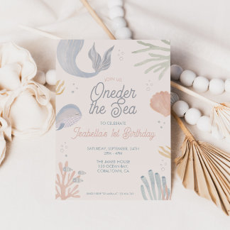 Oneder the Sea Under the Sea Ocean First Birthday Invitation