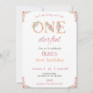 Onederday Girl Invitation 1er anniversaire