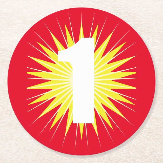 Onederful 1st Birthday Party Round Paper Coaster (Front)