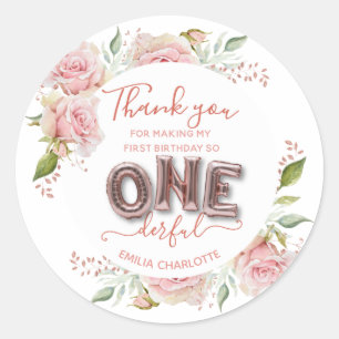  Onederful 1st Birthday Thank you Classic Round Sticker